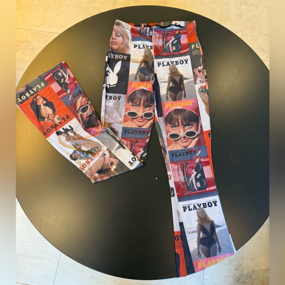 Playboy x PacSun Mesh Sheer Pants XS Y2K Retro‎ Magazine Print Vintage Style